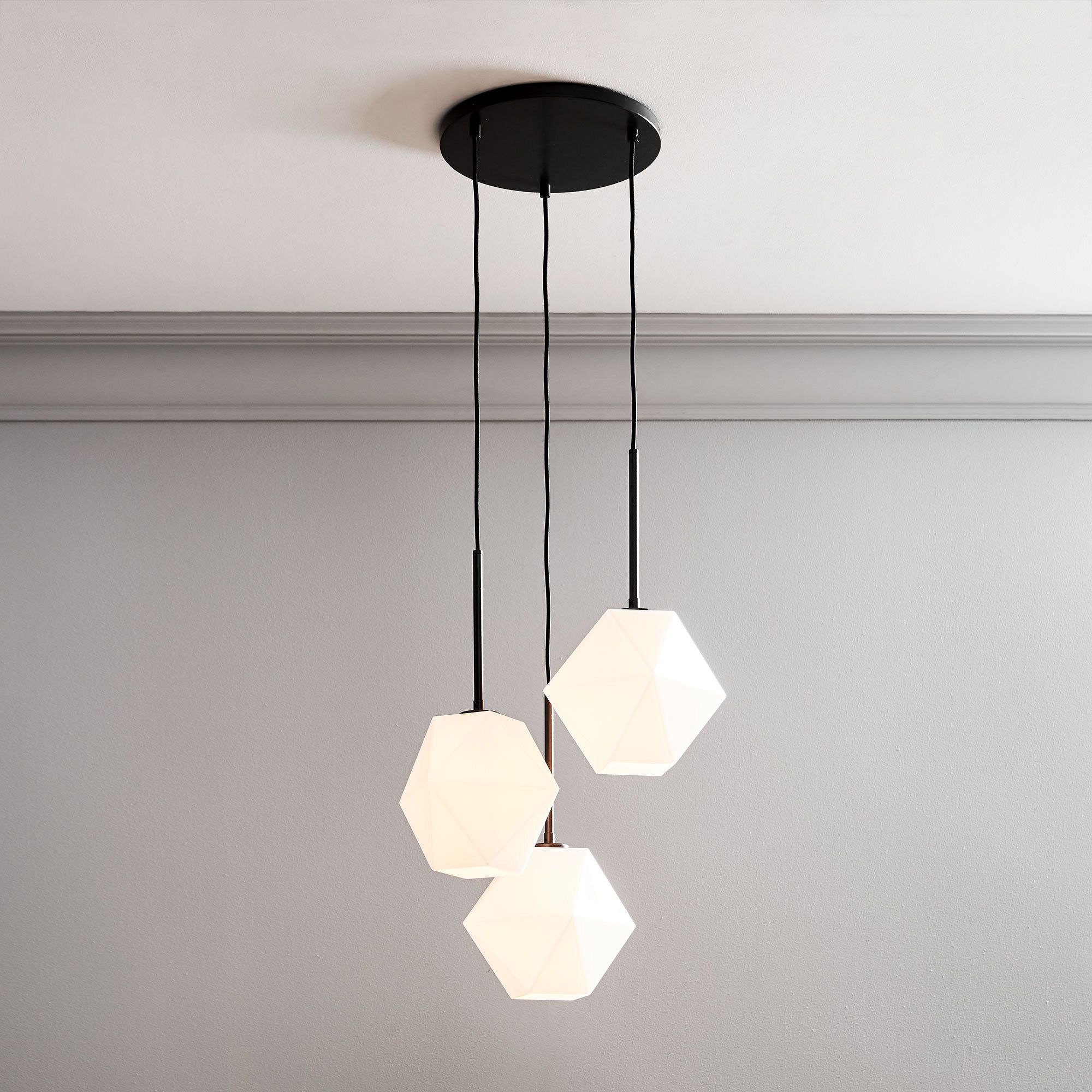 Talvior Sculptural Lighting - 3-Light Faceted Chandelier in Versatile Finishes | Explore Collection