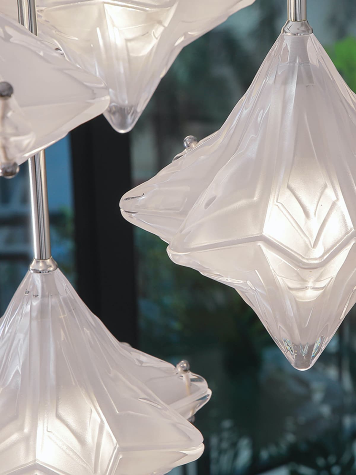 Art Deco Astris Elara Star Pendant Light-Frosted Glass Pendant with Geometric Style