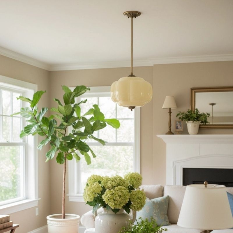 Eloise Vintage Pendant Light - Glass Semi-Flush Mount for Kitchen