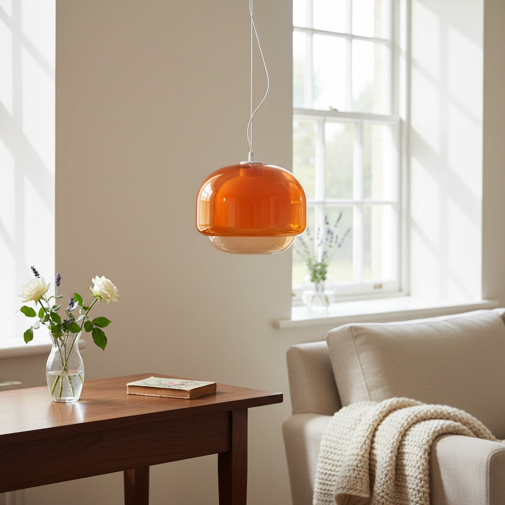 Clinco Modern Mushroom Pendant Light - Colored Glass Hanging Light