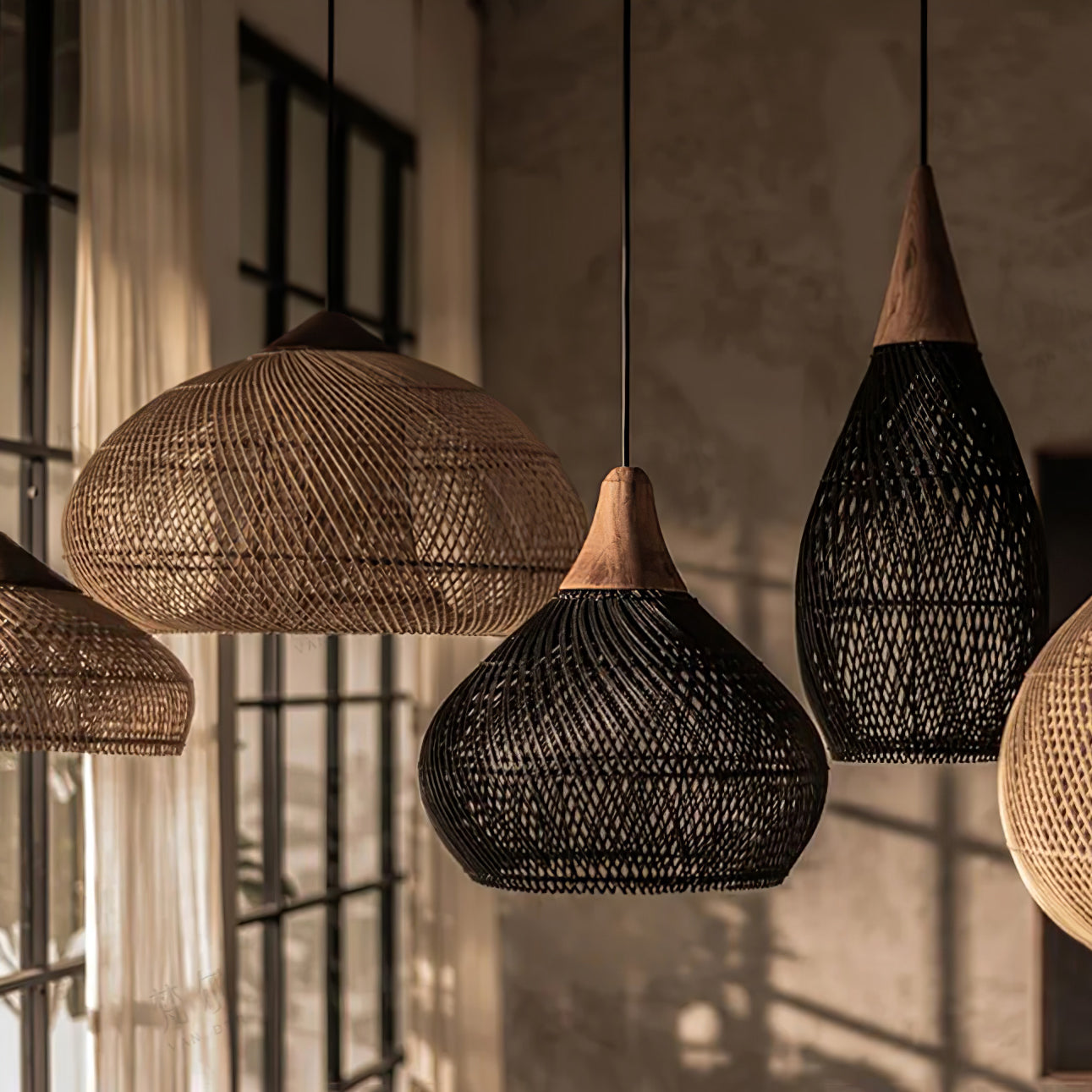 Harp Braided Rattan Pendant Lamp