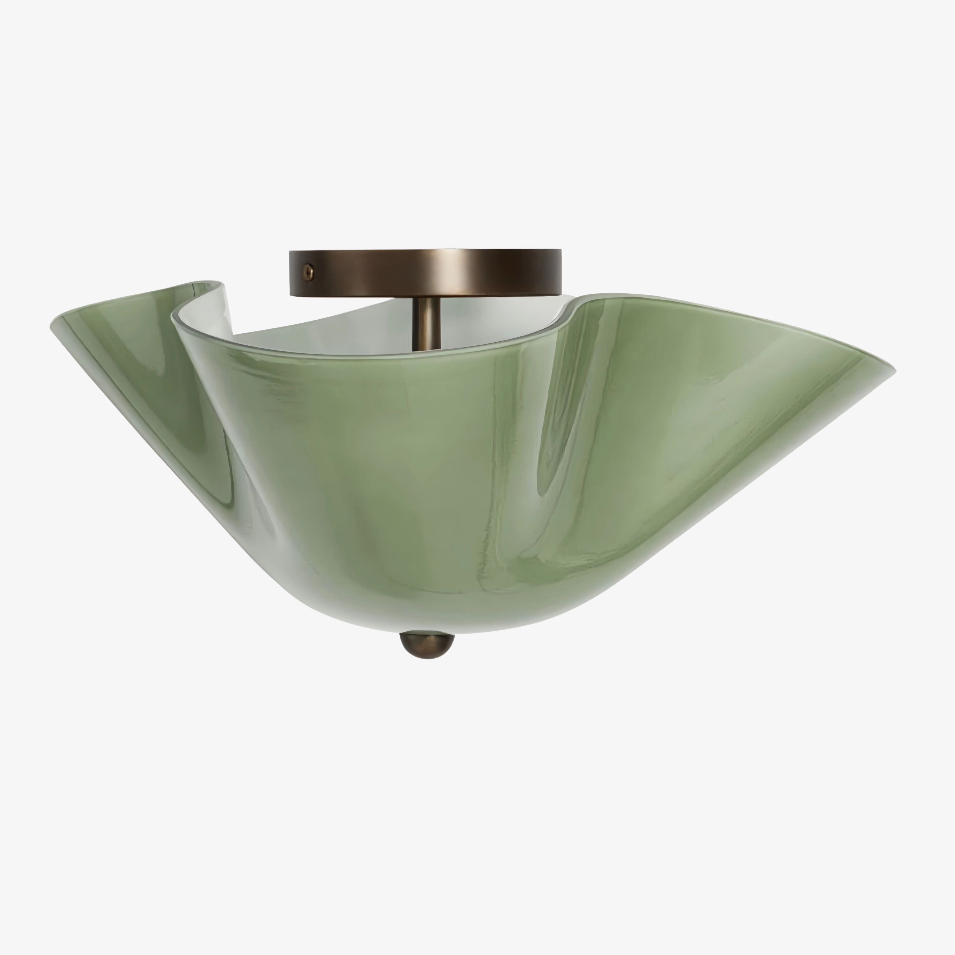 Bellina Glass Flush Mount Ceiling Light - Brass Accent Modern Fixture