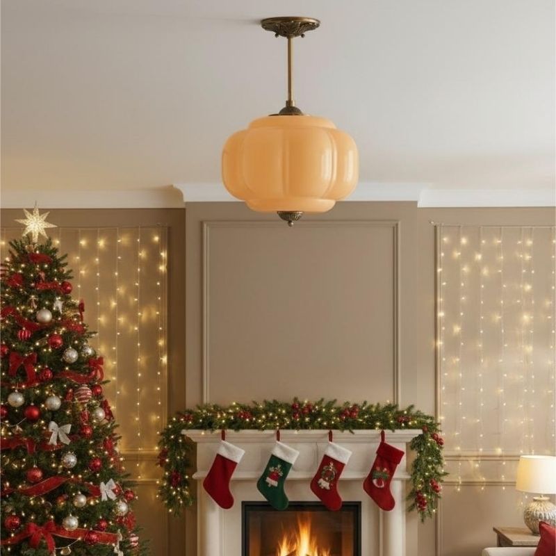 Eloise Vintage Pendant Light - Glass Semi-Flush Mount for Kitchen
