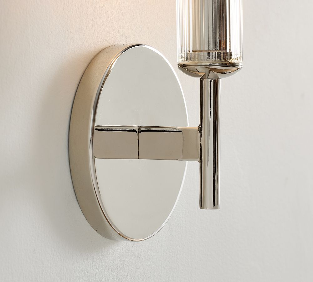 Bravira Ribbed Glass Wall Lamp - Tube Metal Light in Classic Finishes