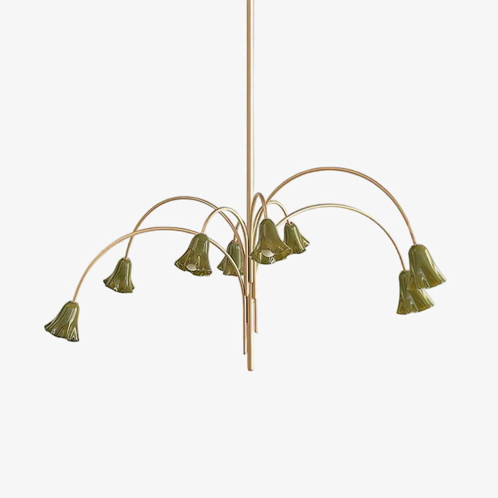 Bellina Modern Romantic Chandelier - Botanical Lily Design with Glass Flowers