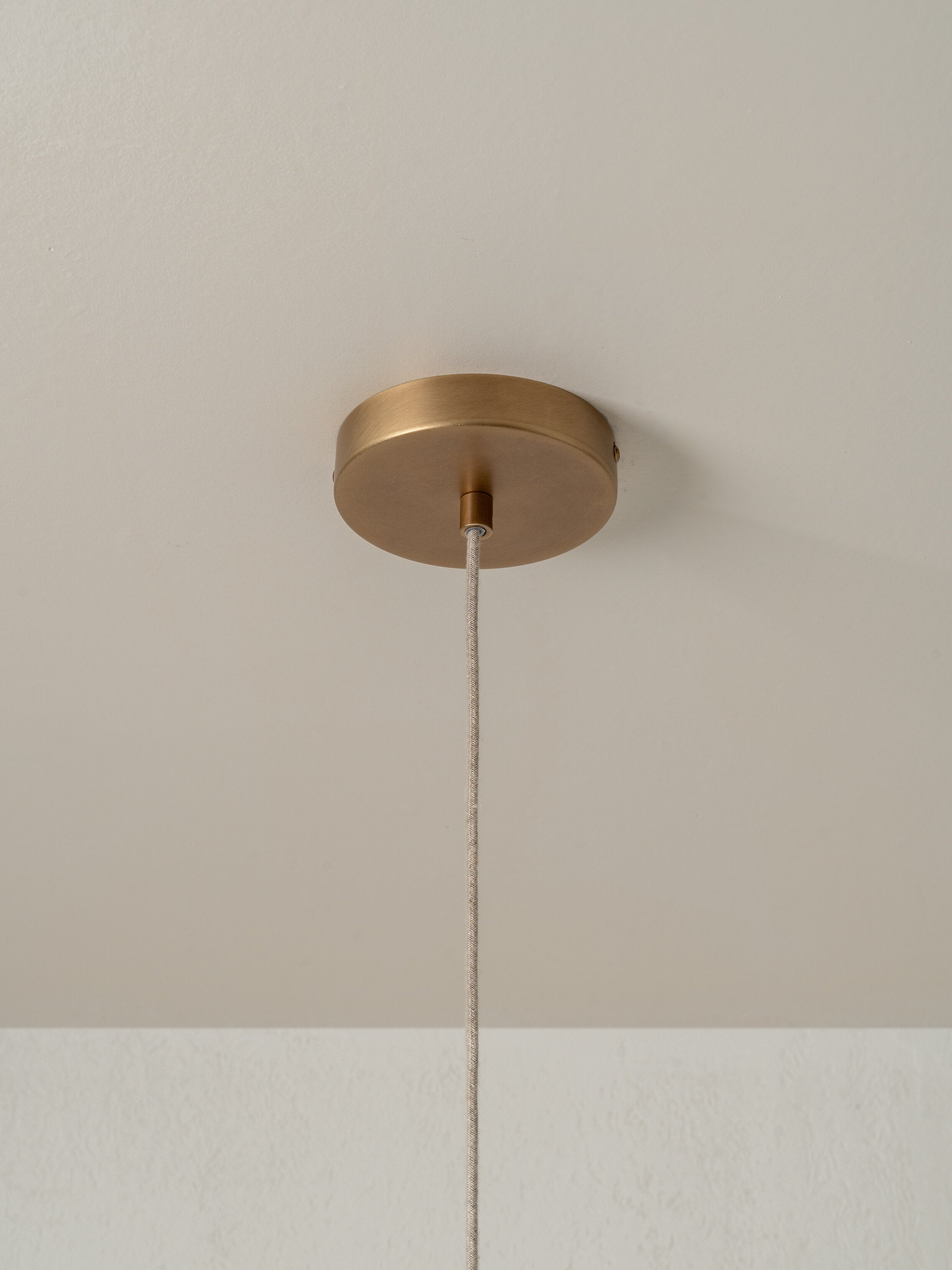 Lindi - Small Aged Brass and Linen Scalloped Pendant Light
