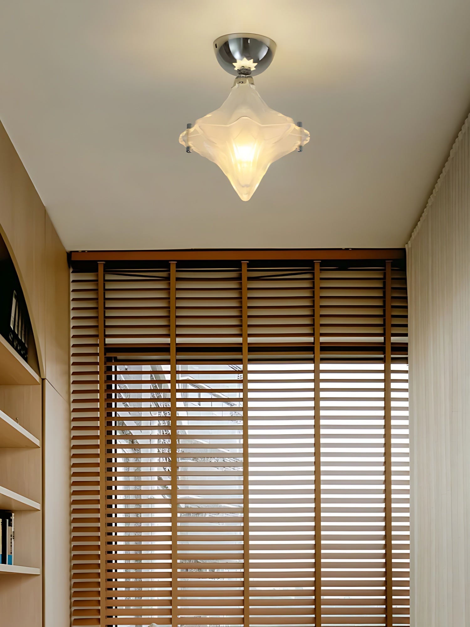 Art Deco Star Ceiling Lamp -Frosted Glass Fixture for Hallway & Entryway -Astris Ceres