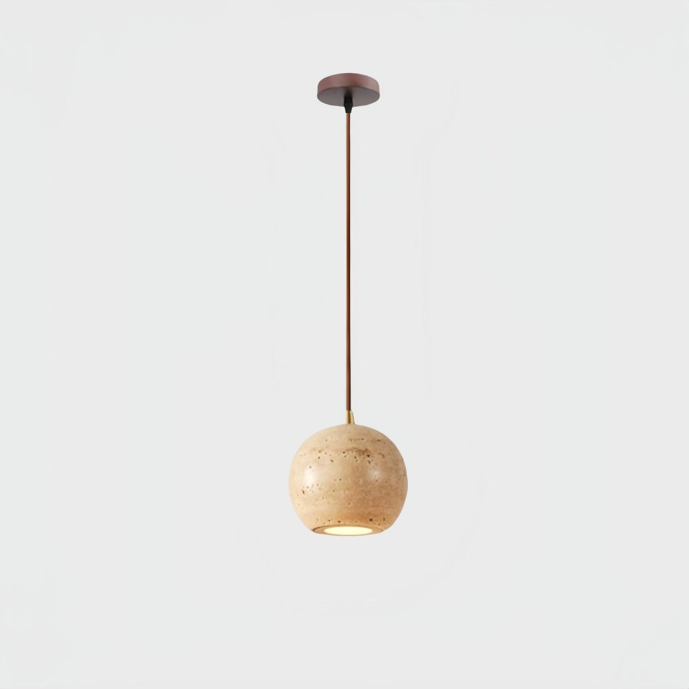 Travertine Pendant Light - Natural Organic Travertine Shade
