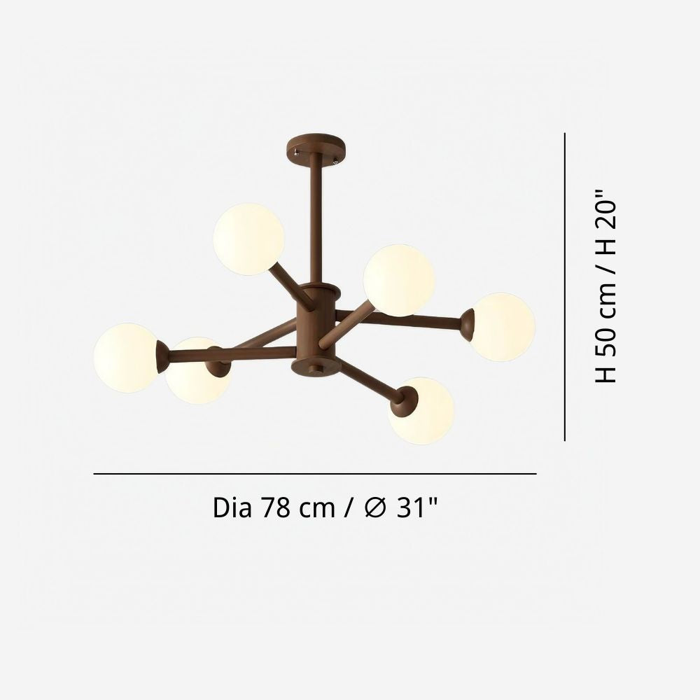 Flush Mount Sputnik Light - Natural Wood Ceiling Light for Stylish Interiors