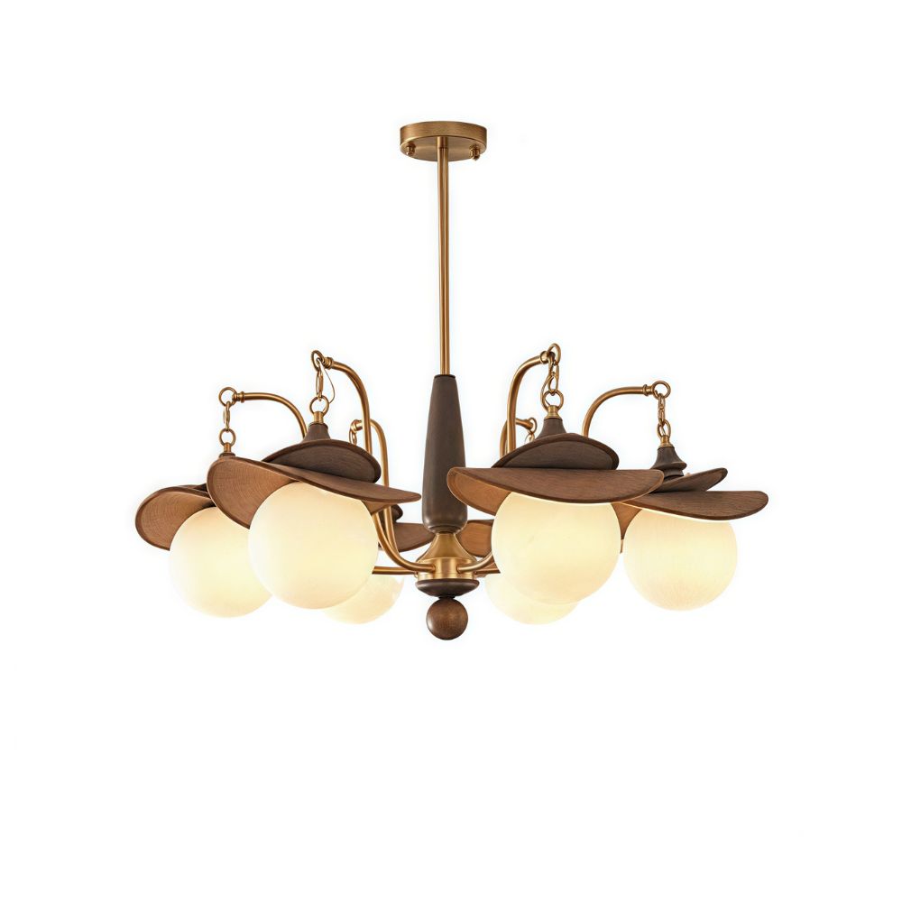 Raffia Multi Glass Globe Chandelier - Frosted Globe Lighting for Living Room