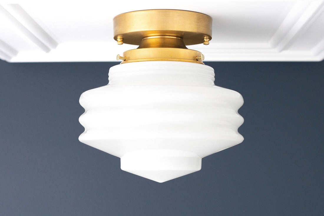 Geotower Glass Art Deco Ceiling Light - Glass Globe - Elegant Home Fixture