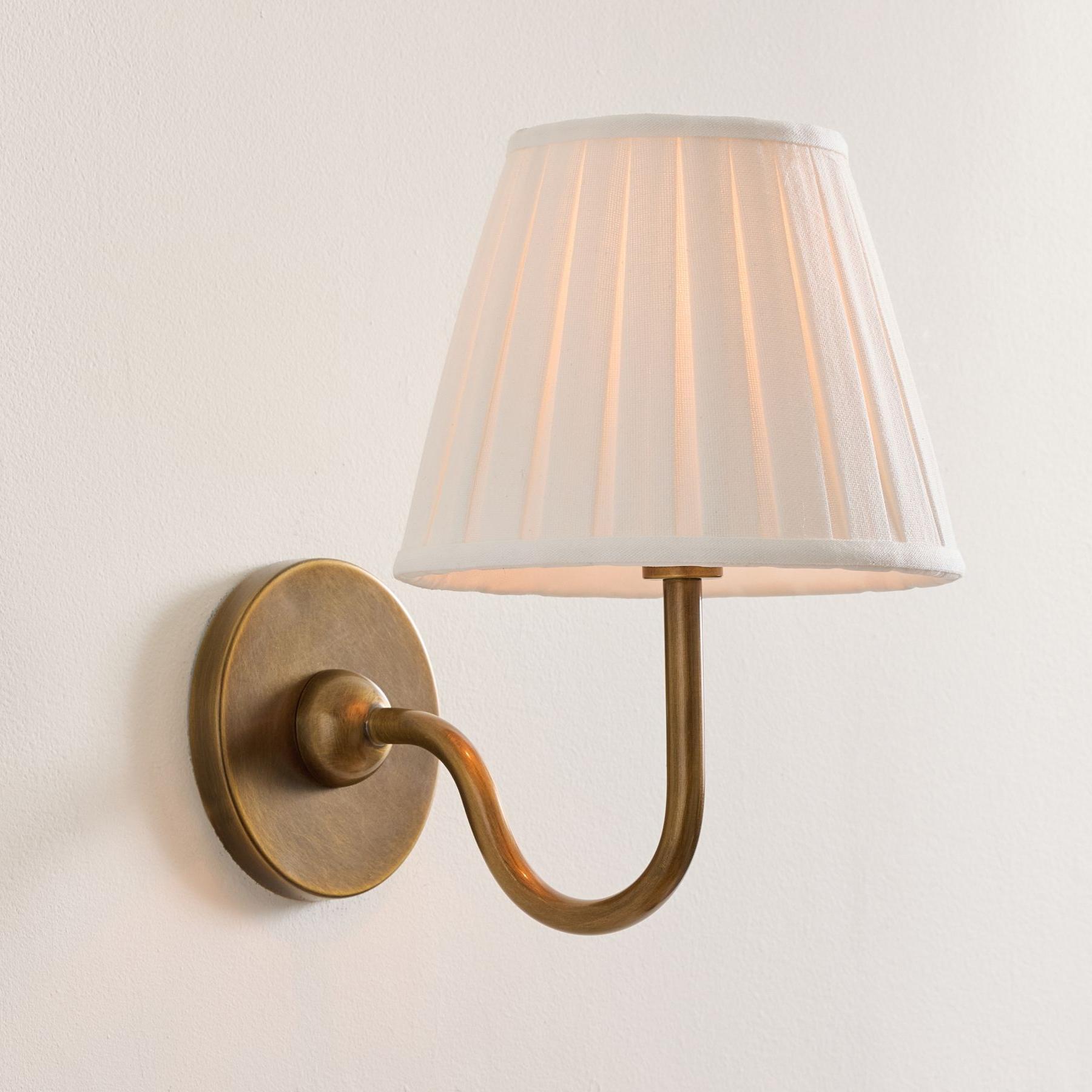Luvora Pleated Linen Wall Lamp – Vintage Brass Wall Light for Living Rooms