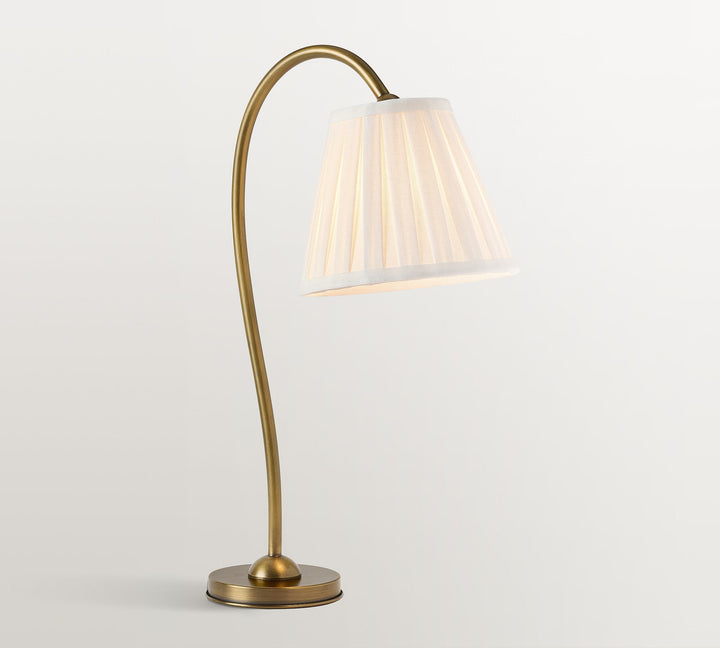 Luvora Linen Table Lamp - Vintage Brass Pleated Shade Bedside Lamp