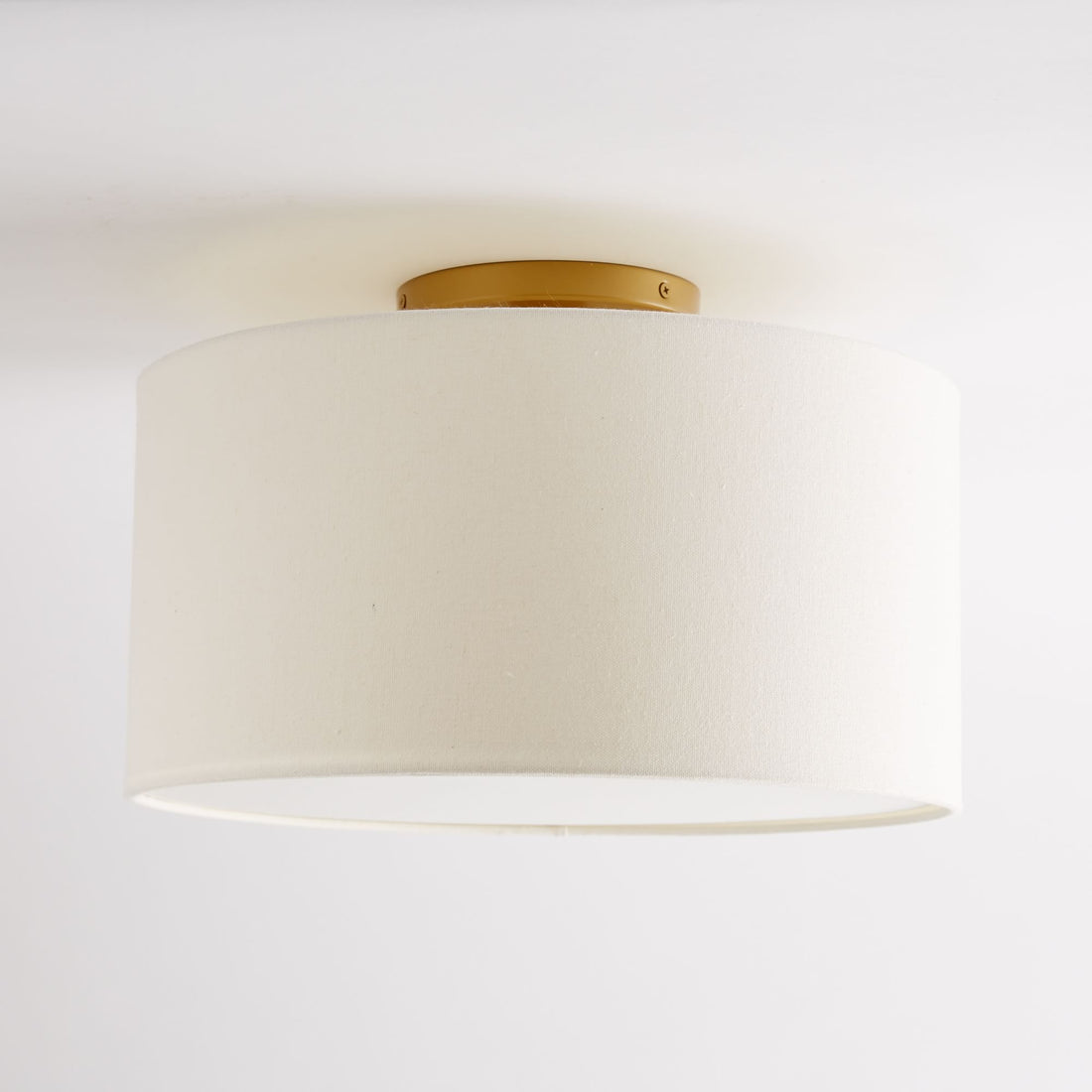 Jelvane Fabric Drum Ceiling Lamp - Linen Flush Mount Light for Hallway