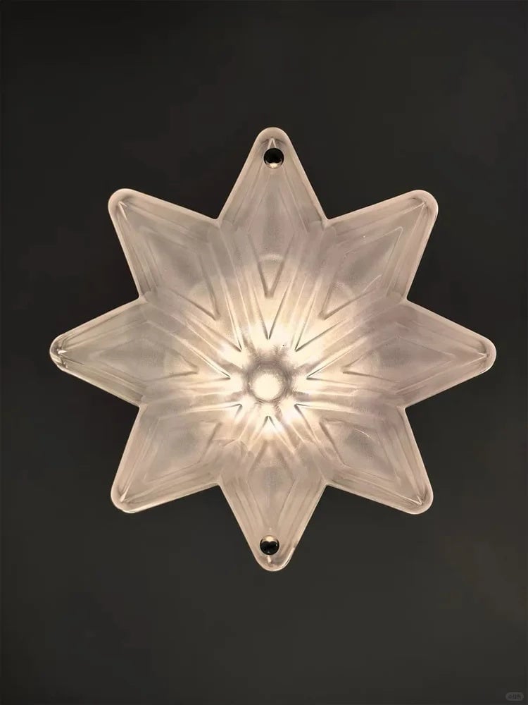 Art Deco Astris Star Chandelier -Frosted Glass Deco Fixture for Dining Room