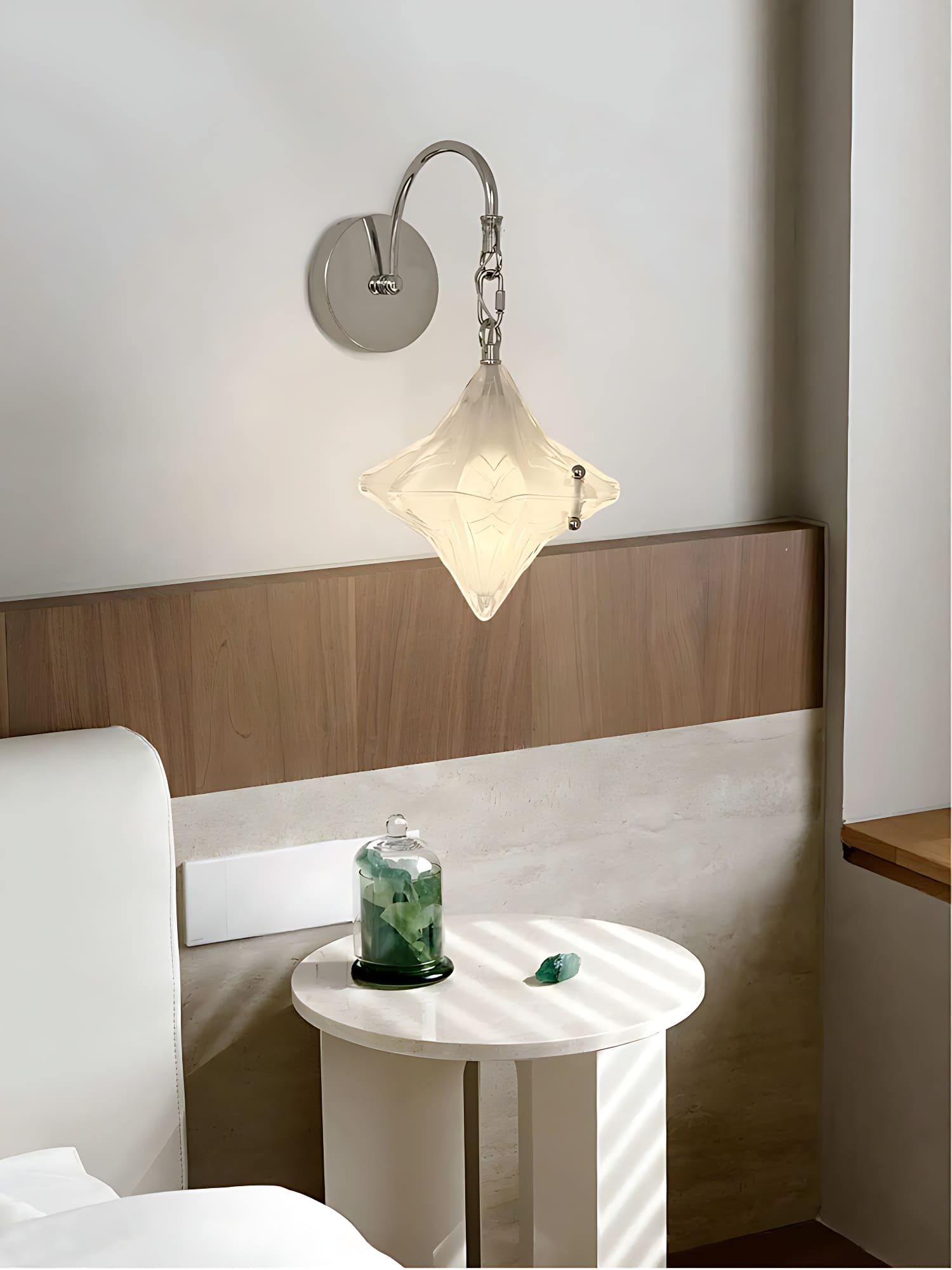 Art Deco Star Wall Sconce - Frosted Glass Light for Hallway - Astris Selene