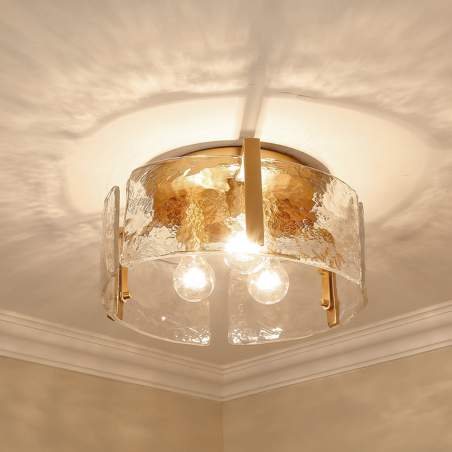Vintage Farmhouse Glass Ceiling Light - Brass Hallway Ceiling Light