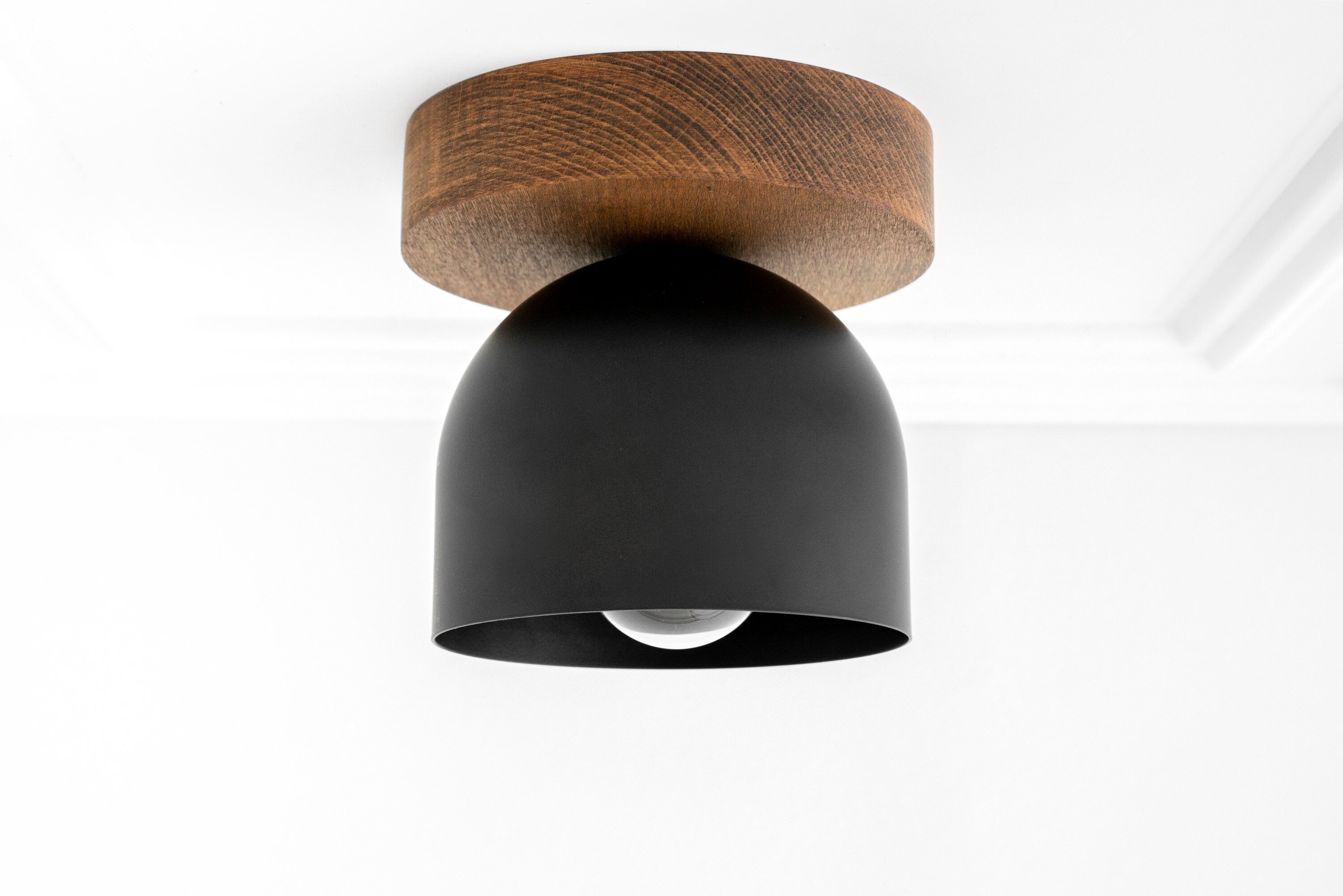 Metio Dome Modern Rustic Ceiling Light - Wooden and Metal Fusion
