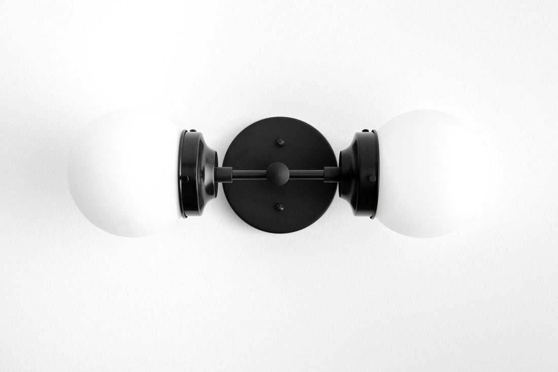 Lumio Globe Modern Geometric Sconce - Two Light Bathroom Vanity Lighting