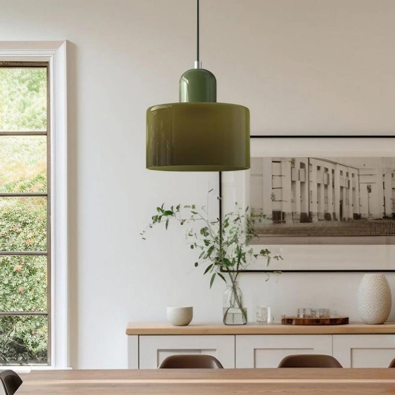 Morandi Cylinder Glass Pendant Light – Minimalist Disc Glass Lamp