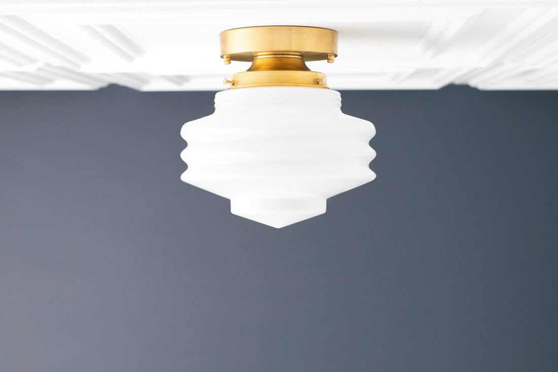 Geotower Glass Art Deco Ceiling Light - Glass Globe - Elegant Home Fixture