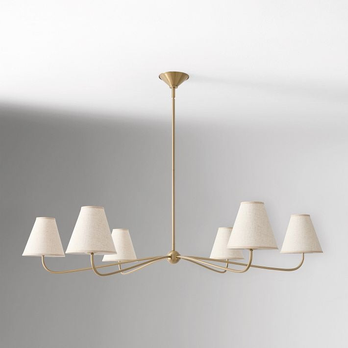 Fibura Modern Linen Chandelier - Metal Linear Light for Dining Room