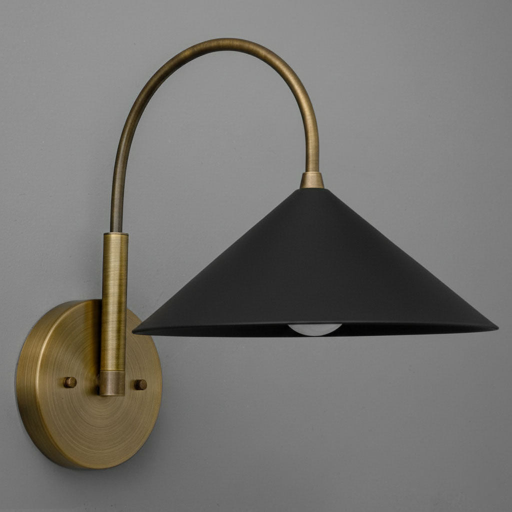 Curva Metal Vintage Wall Sconce  - Elegant Cone Shade for Bedrooms