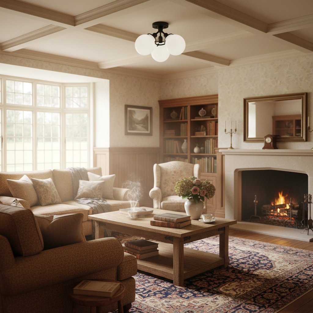 Glorica Glass Globe Light - Mid Century Semi Flush Ceiling Lamp