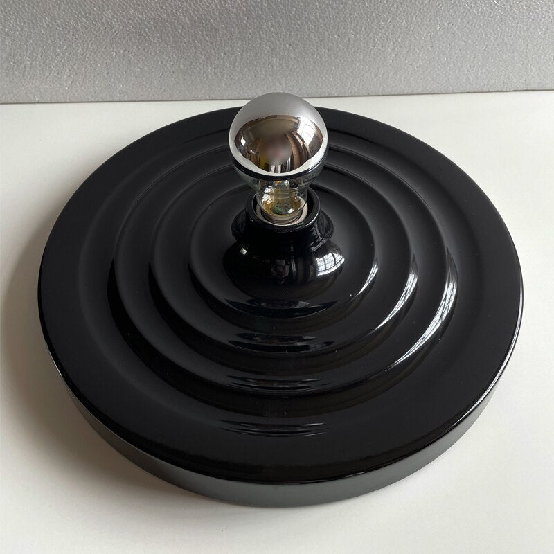 Plafonnier disque élégant de l'ère spatiale, chrome, or, blanc, noir, non dimmable