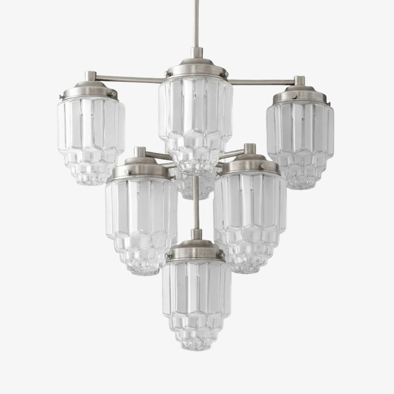 Tierlux Glass Textured Brass Chandelier – Timeless Lighting with Style