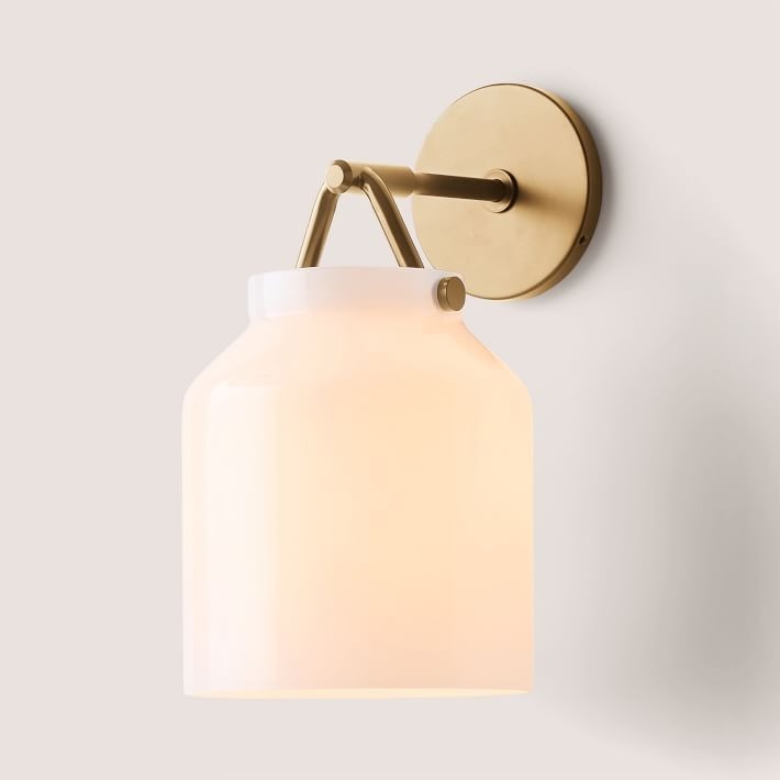 Applique murale minimaliste moderne en laiton et verre Hanton – Résistante à l'humidité pour salle de bain