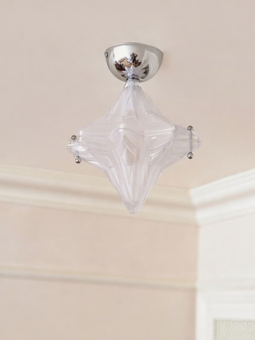 Art Deco Star Ceiling Lamp -Frosted Glass Fixture for Hallway & Entryway -Astris Ceres