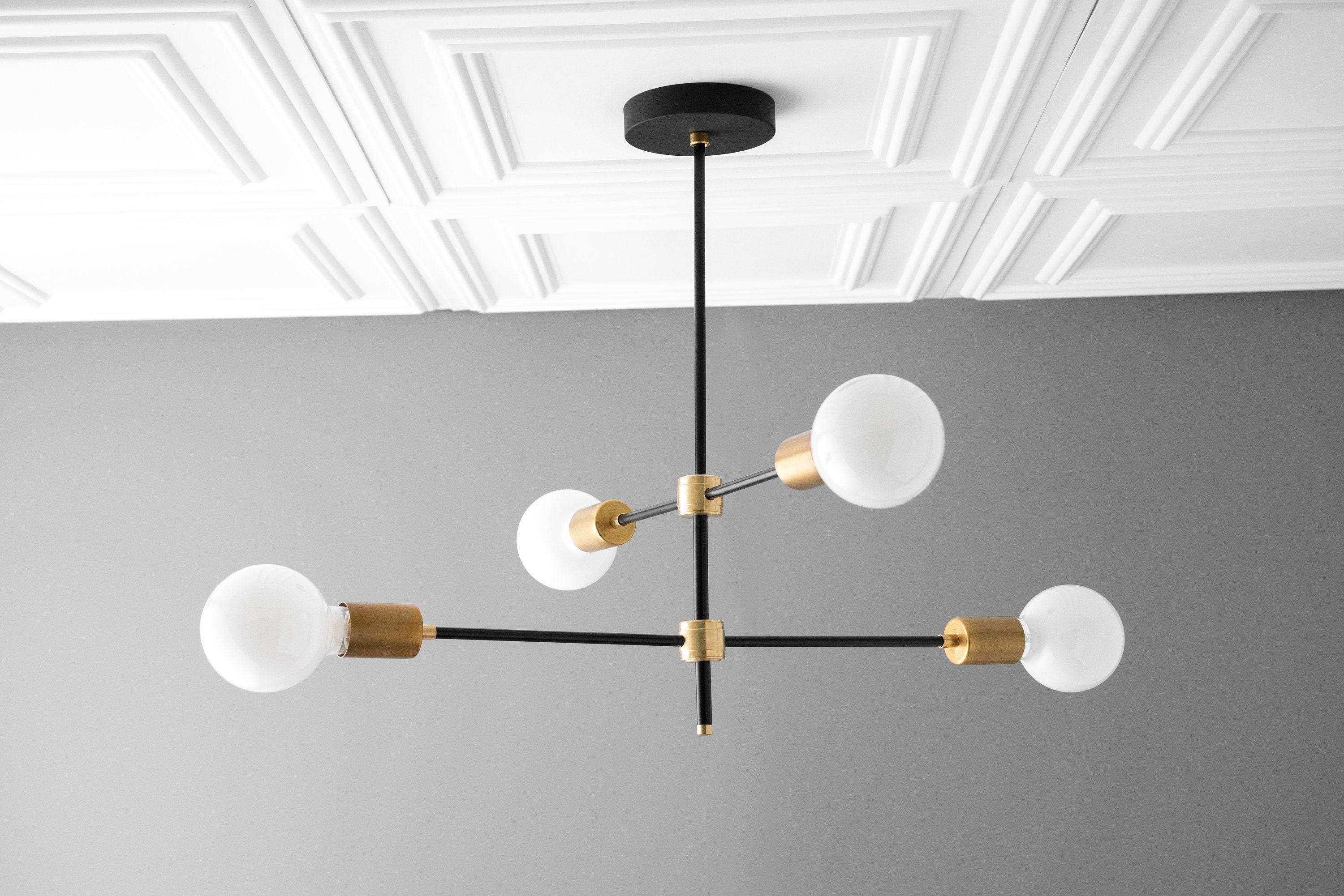 Mobilux Line Black and Brass Chandelier - Contemporary Globe Ceiling Hanging Light