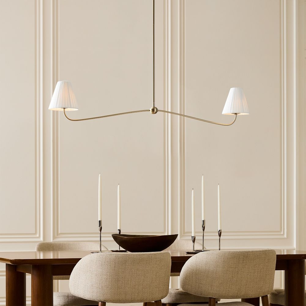 Fibura Modern Linen Chandelier - Metal Linear Light for Dining Room