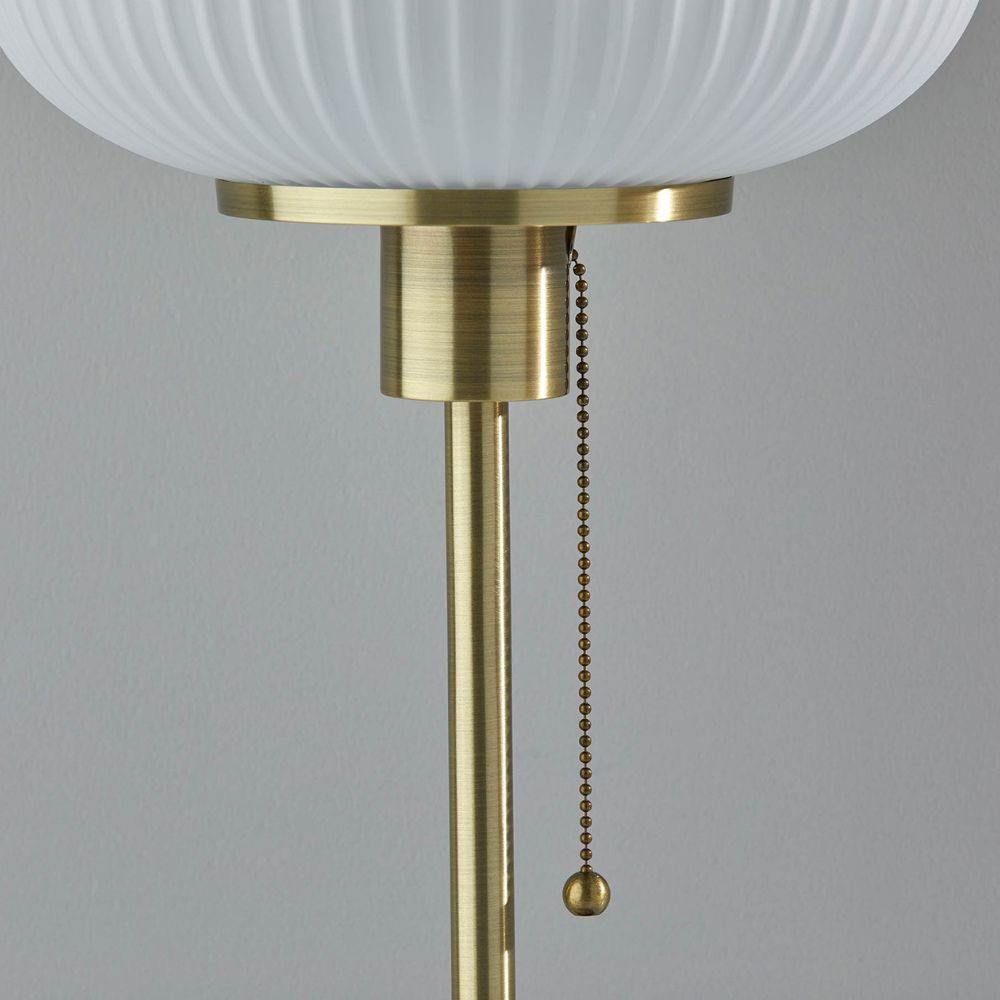 Pelviona Ribbed Glass Table Lamp - Brass & Black Metal Base - Must-Have for Home Styling