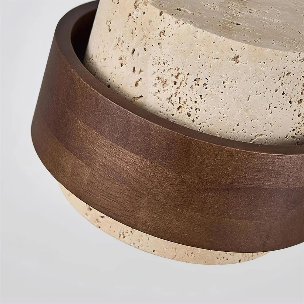 Suspension en travertin naturel – Design circulaire en noyer pour salle à manger