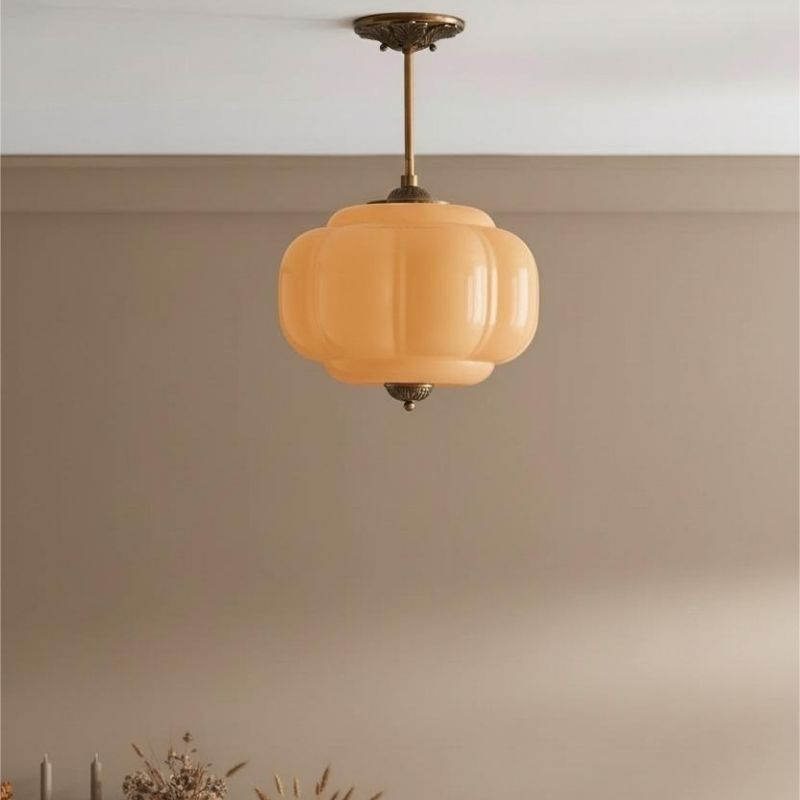 Eloise Vintage Pendant Light - Glass Semi-Flush Mount for Kitchen