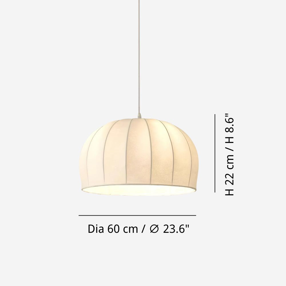 Silk Pendant Light - Dome White Fabric Shade for Elegant Interiors