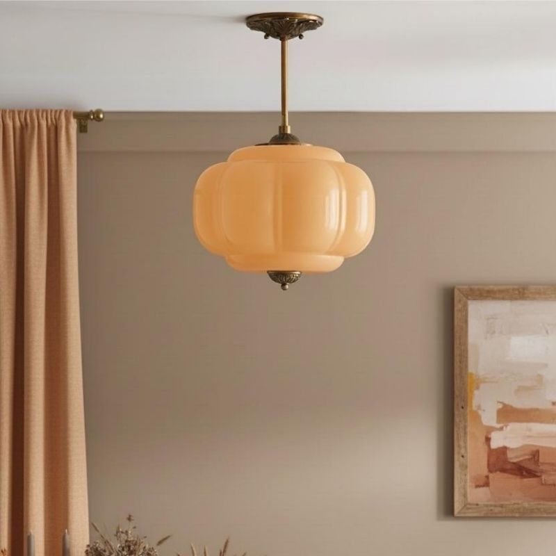 Eloise Vintage Pendant Light - Glass Semi-Flush Mount for Kitchen