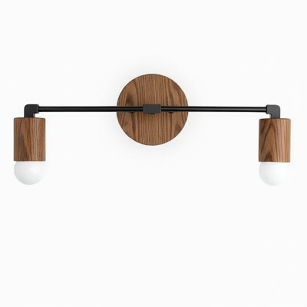 Mobilux Line Wood and Vanity Light - Bohemian Bathroom Lighting Fixture