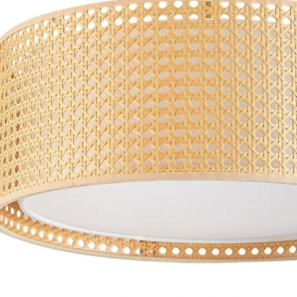 Plafonnier en rotin - Motif tambour en rotin tissé à la main