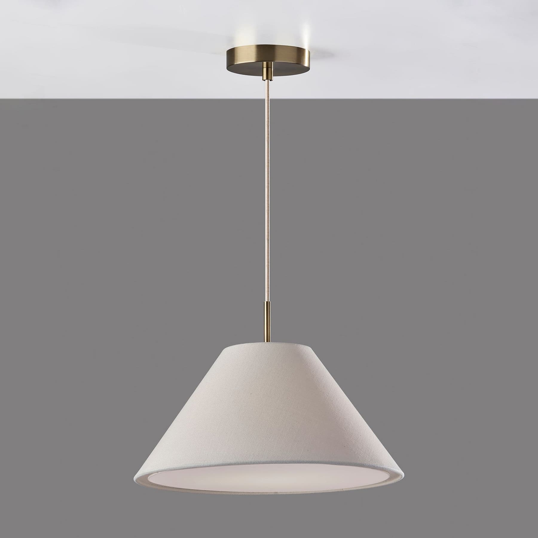 Lorvion Linen Drum Shade Flush Mount & Pendant - Antique Brass Ceiling Light