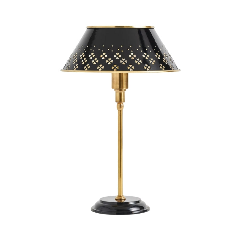 Auriglow Brass Floral Design Perforated Table Lamp – Space Age Inspired