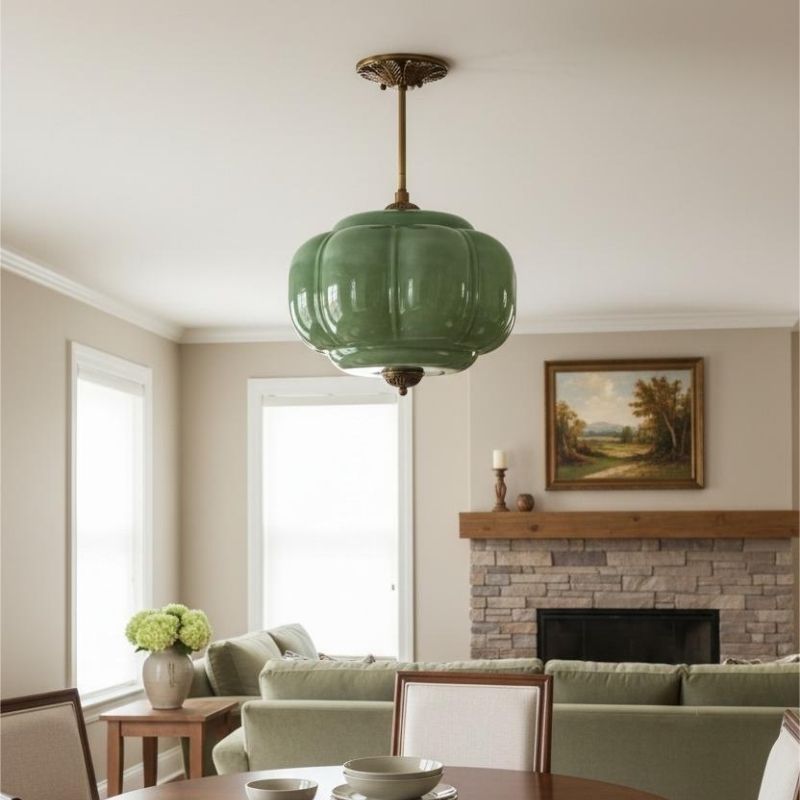 Eloise Vintage Pendant Light - Glass Semi-Flush Mount for Kitchen