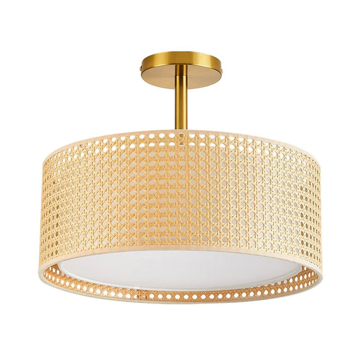 Rattan Ceiling Light - Handwoven Woven Rattan Drum Design