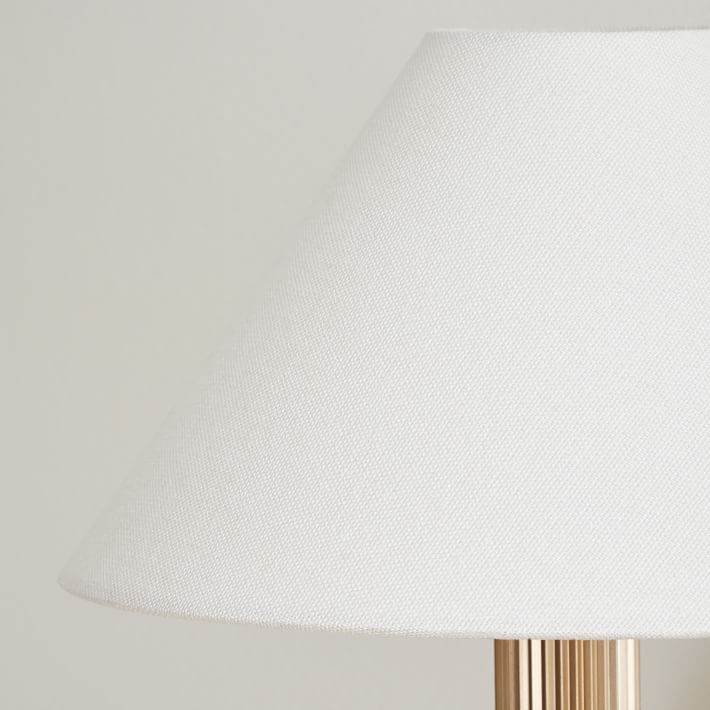 Diora Modern Brass Wall Sconce - Tapered Linen Shade Lamp for Bedroom