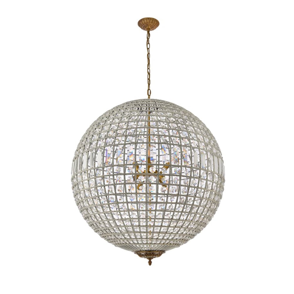 Vintage Brass Crystal Globe Chandelier for Sophisticated Lighting