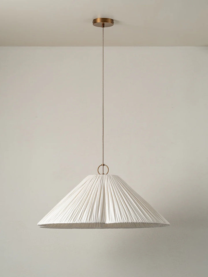 Lindi - Aged Brass and Linen Oversized Scalloped Pendant Light