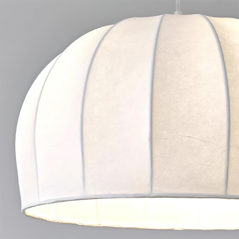 Silk Pendant Light - Dome White Fabric Shade for Elegant Interiors
