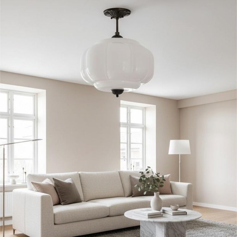 Eloise Vintage Pendant Light - Glass Semi-Flush Mount for Kitchen